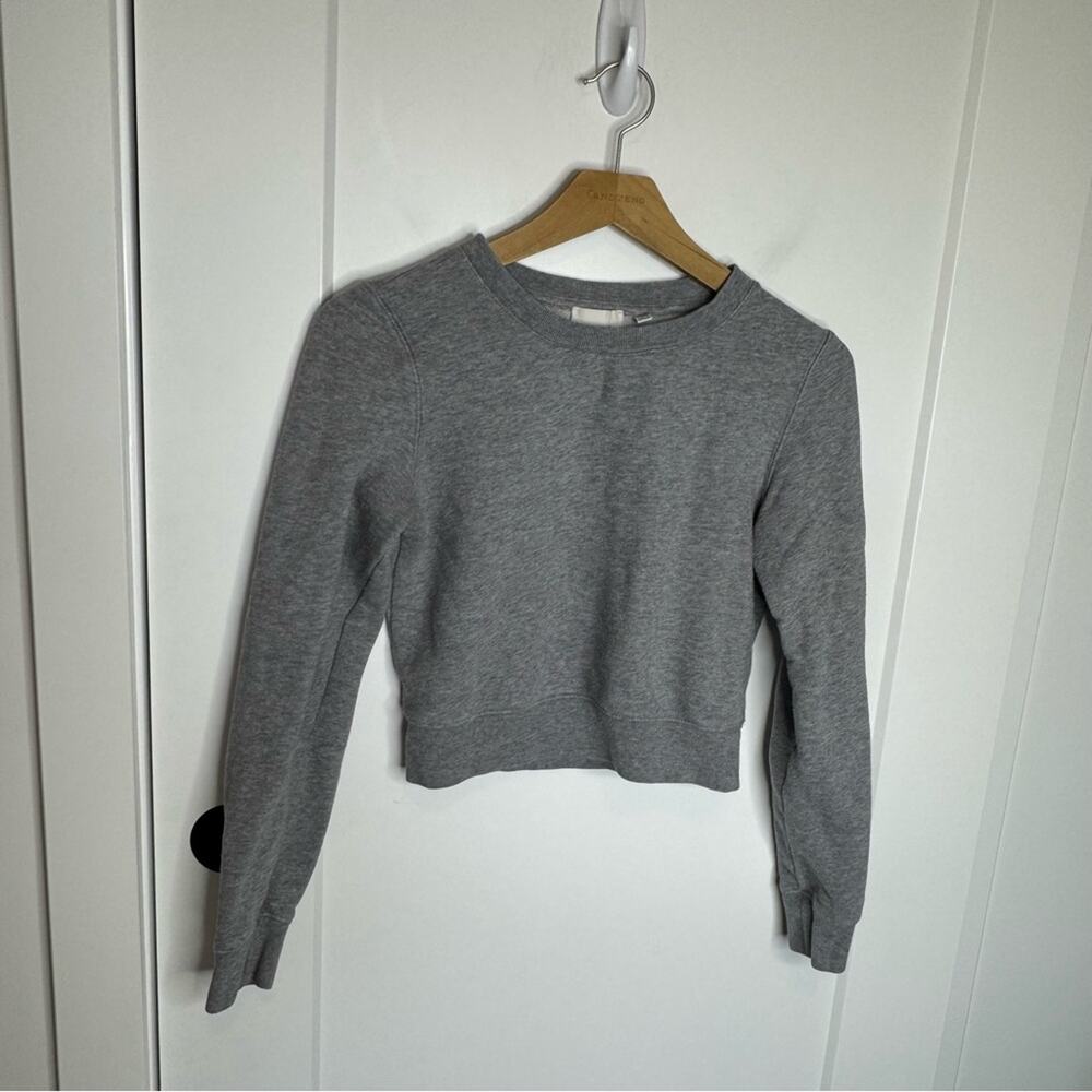 Aritzia Wilfred Free Gray Cropped Relaxed Pullover Sweatshirt Size Small